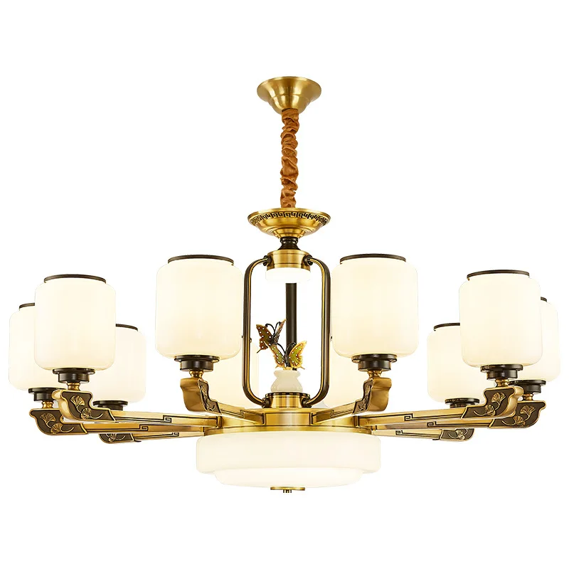 

New Chinese duplex villa living room large chandelier hollow building middle floor high jump floor three