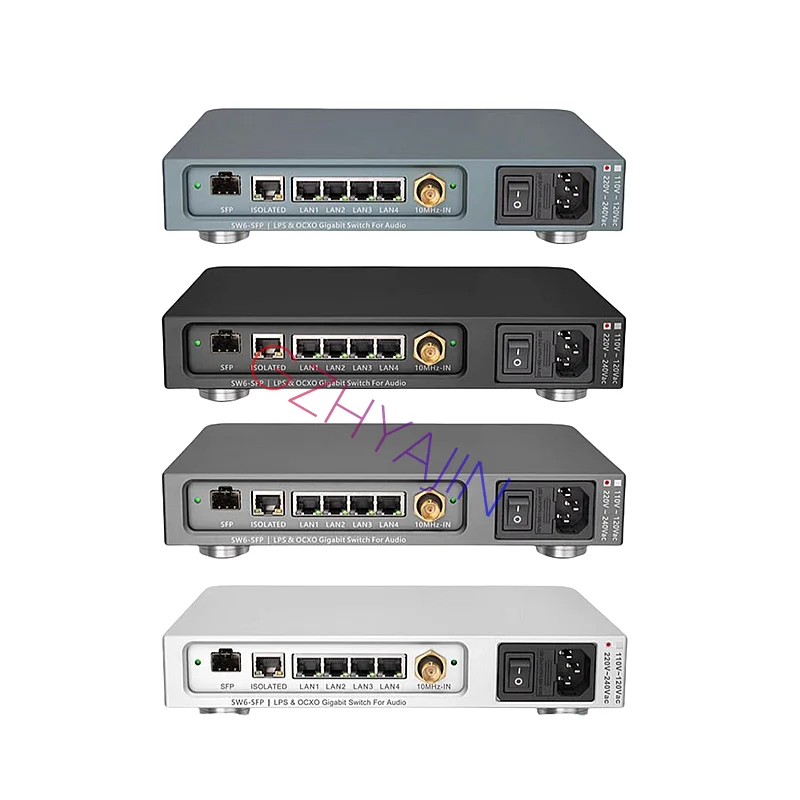 LHY Audio-SW6-SFP HiFi Switch Audio Ethernet, Switch de rede, DC alimentado com SC-Cut, OCXO, 6 portas