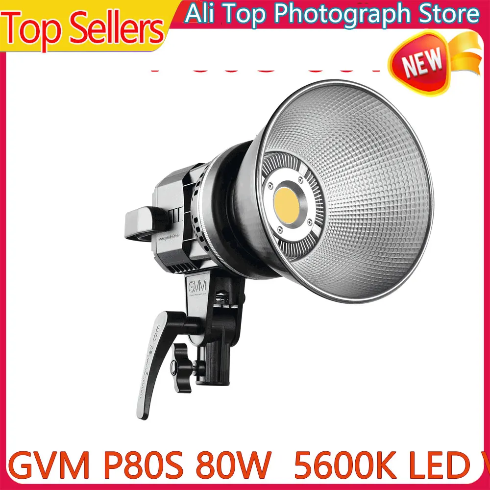 GVM P80S 80W Fresnel Light 5600K LED Video Light Stepless Brightness Adjustment CRI 97+ with Bowens Mount for Photography Video