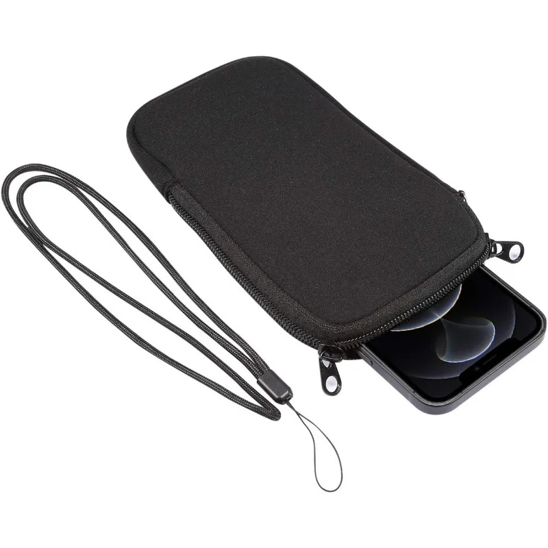 Bolsa Universal de Neoprene para Celular com Zíper, Cor Sólida, Portátil, à Prova de Choque, para Viagem