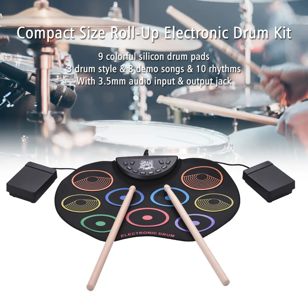 Farbe Hand Roll-Drum Set Roll Up Trommel Anfänger kinder Percussion Instrument USB Hand Roll Elektronische Trommel