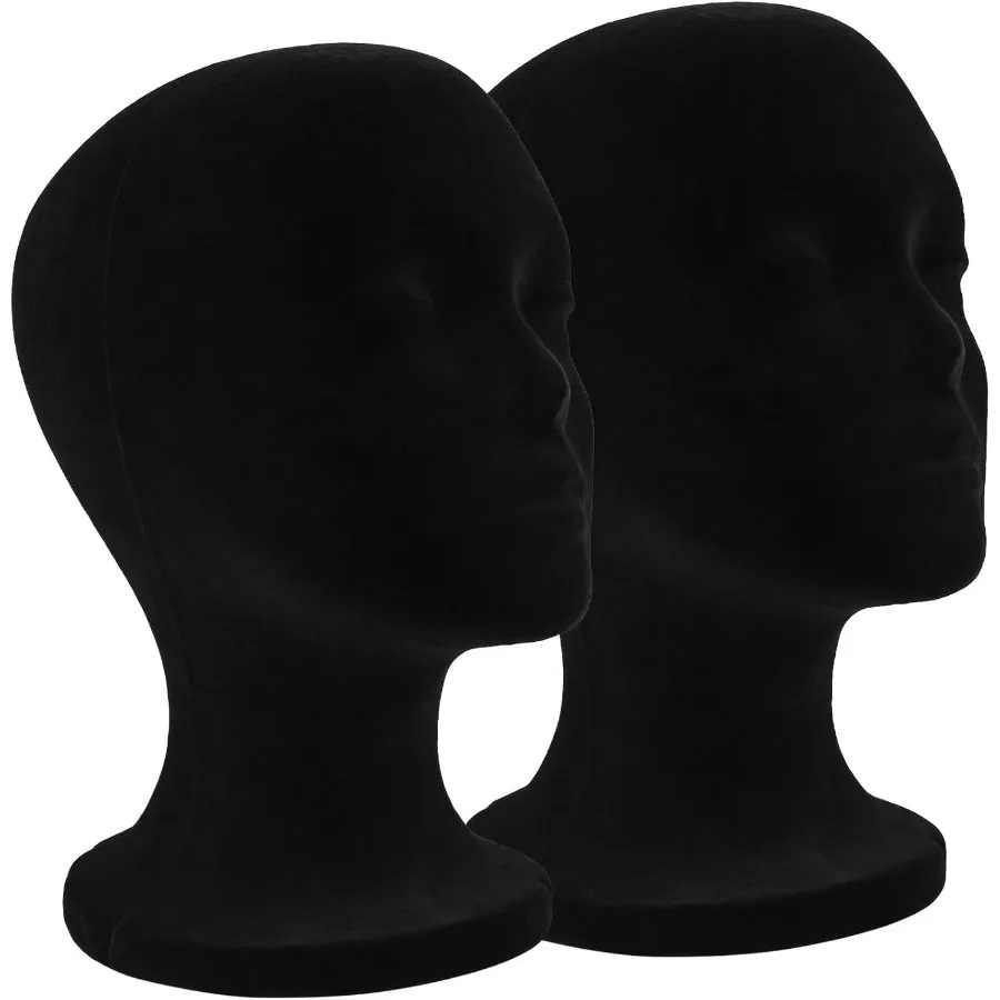 

2 Pack 12 Inch Black Styrofoam Mannequin Head for Wigs Hats Glasses and Masks Display Ideal for Salon Photography and Retail Sh