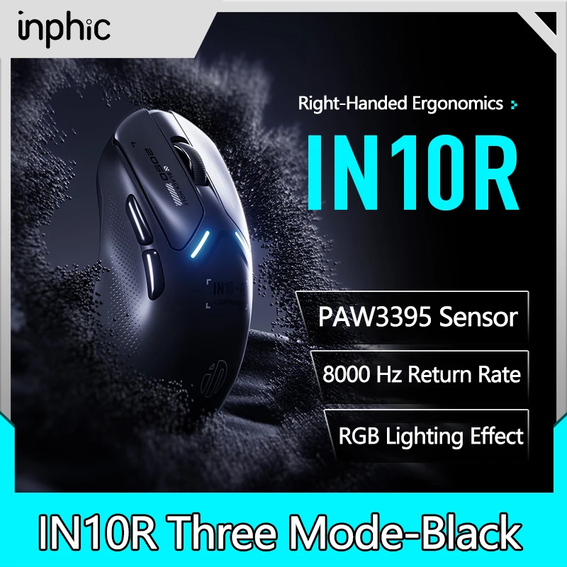 

INPHIC 10R новая обновленная трехрежимная игровая мышь PAW3395 сенсор 8K приемник офисная беспроводная мышь
