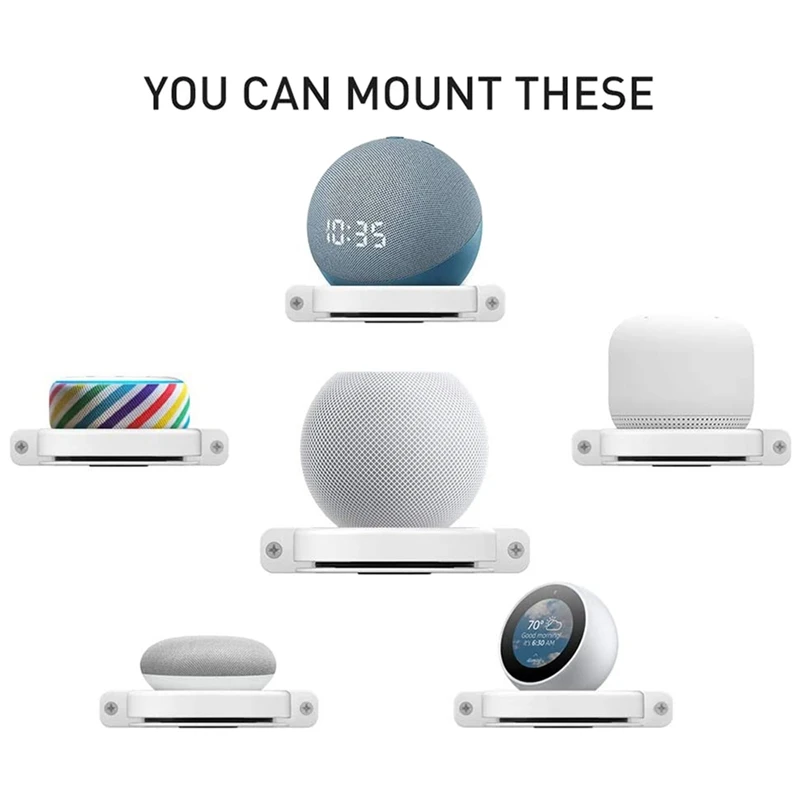 شماعات حامل مثبتة على الحائط لمكبر الصوت الصغير ، مكبر الصوت الذكي ، حامل منفذ ، قوس موفر للمساحة ، رف جداري مع كابل