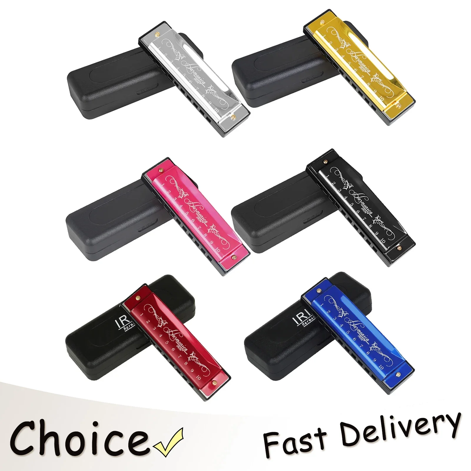 IRIN 10 Holes 20 Notes Harmonica Key of C Harmonica Colorful Metal Shell With Packing Box Educational Orff Children Beginner