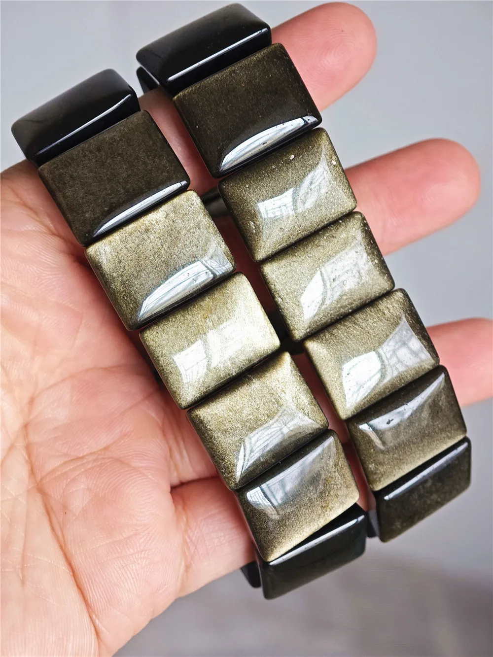 

Натуральное золото, обсидиан, прямоугольные бусины, браслет, вспышка, 20x15 мм, для женщин и мужчин, граненый эластичный драгоценный камень, редкий браслет AAAAA