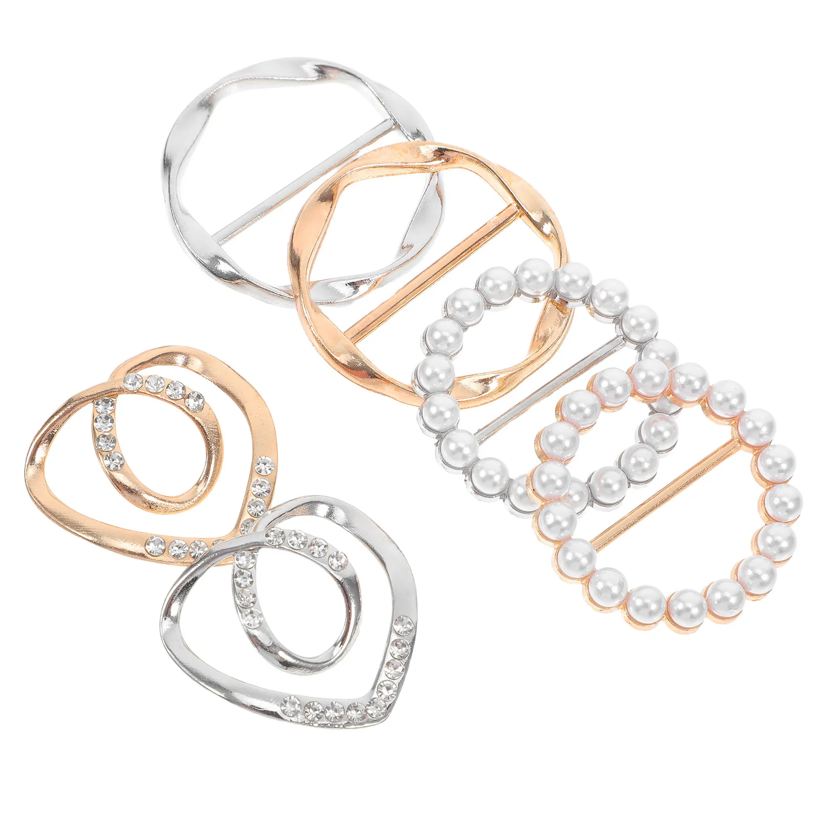 

6Pcs Pearl Silk Scarf Clasp Round Elegant Faux Pearl Clothing Clip for Women Scarf Buckle Shawl Clasp T Cinch Clip