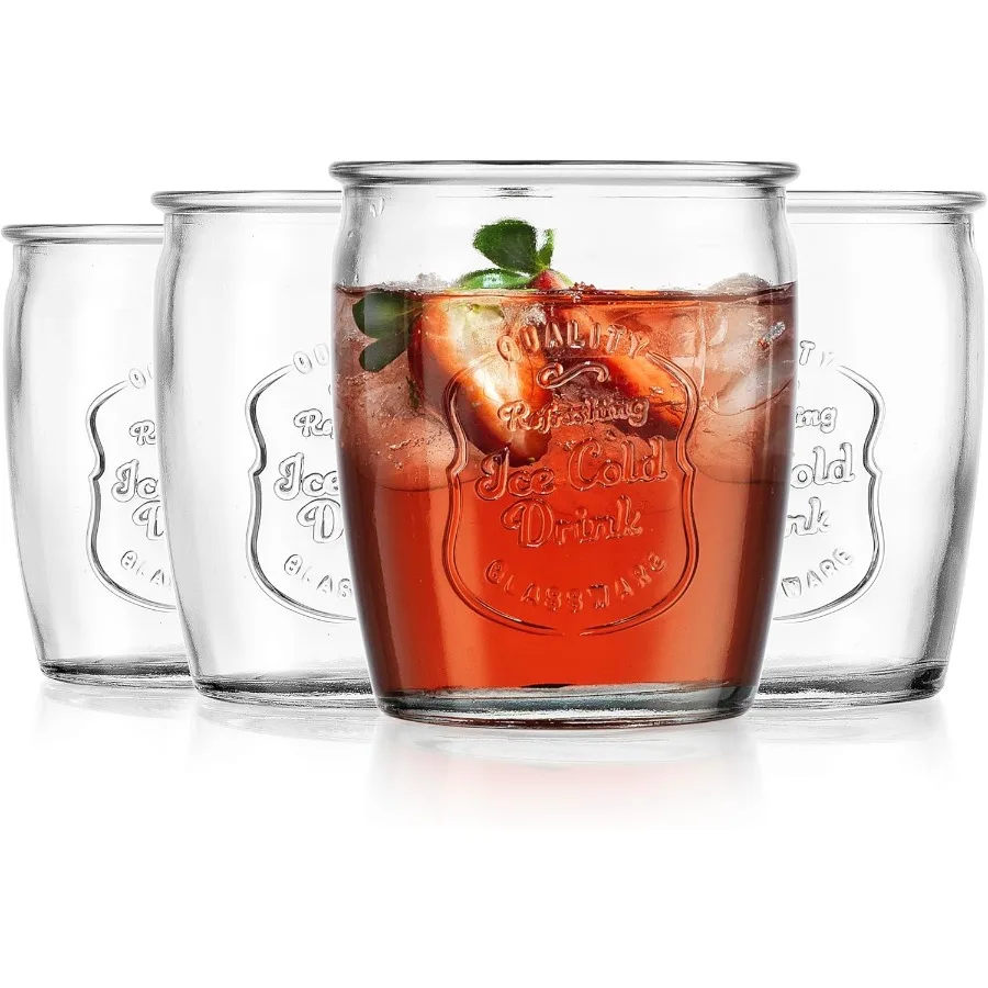 

Glass Tumblers Premium Drinking Glasses Set of 4 Genuine ArtisanMade Vintage Italian Style Elegant 13 Oz Clear Tumbler Glasswar