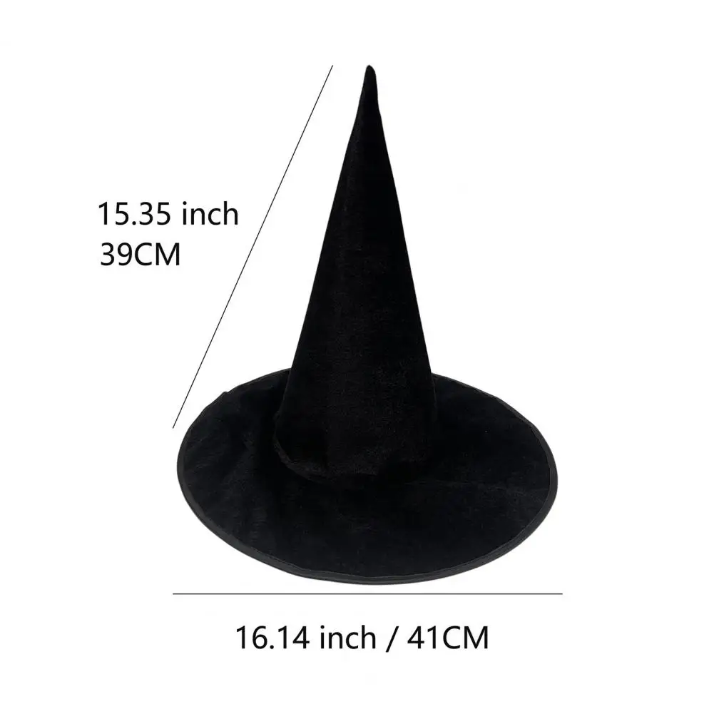Velvet Witch Hat for Halloween Costume, Pointed Wizard Cap with Wide Brim, Dark Fantasy Festival Headwear 6