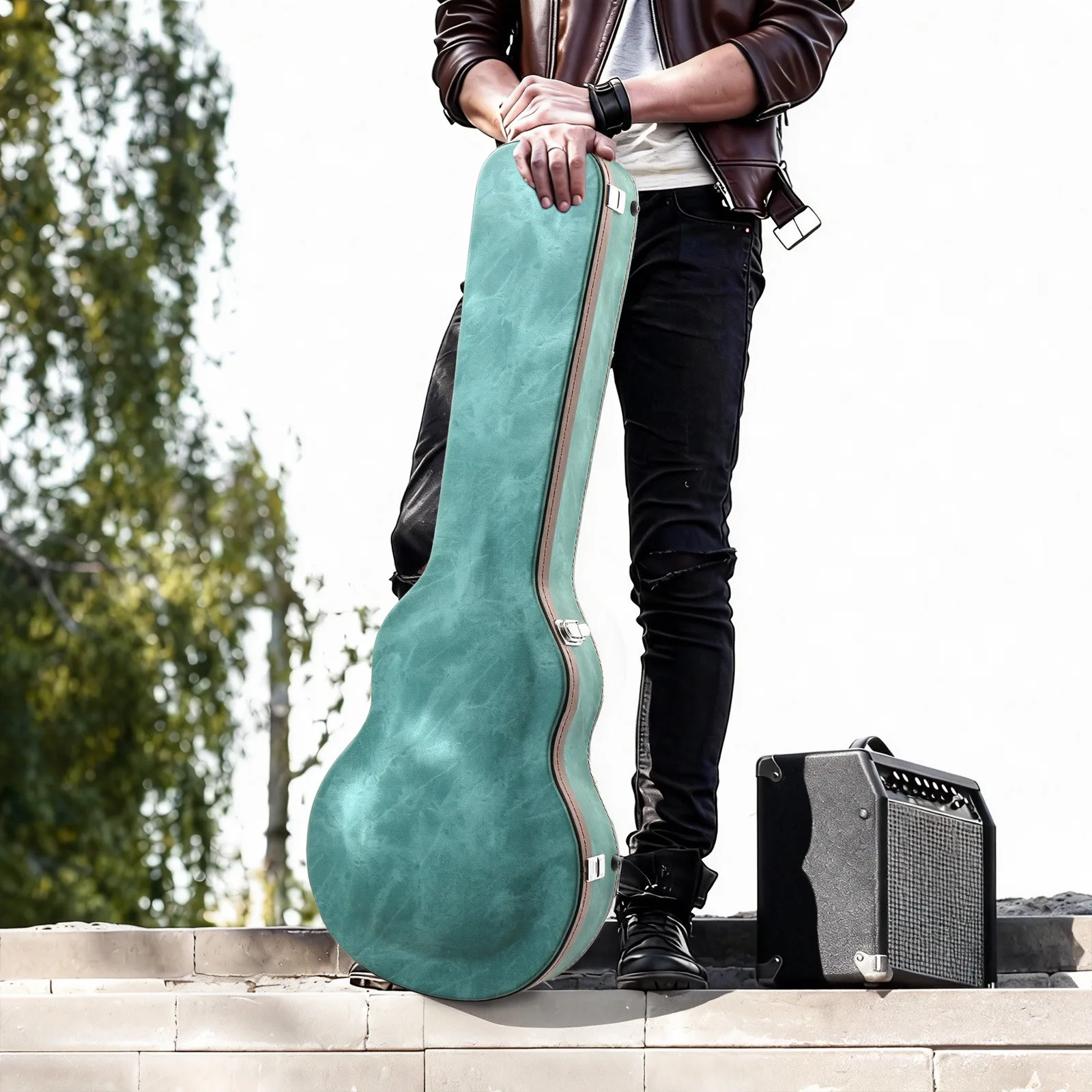 Electric Guitar Hard Case, Wooden Hard-Shell Protective Carrying Case for KLP