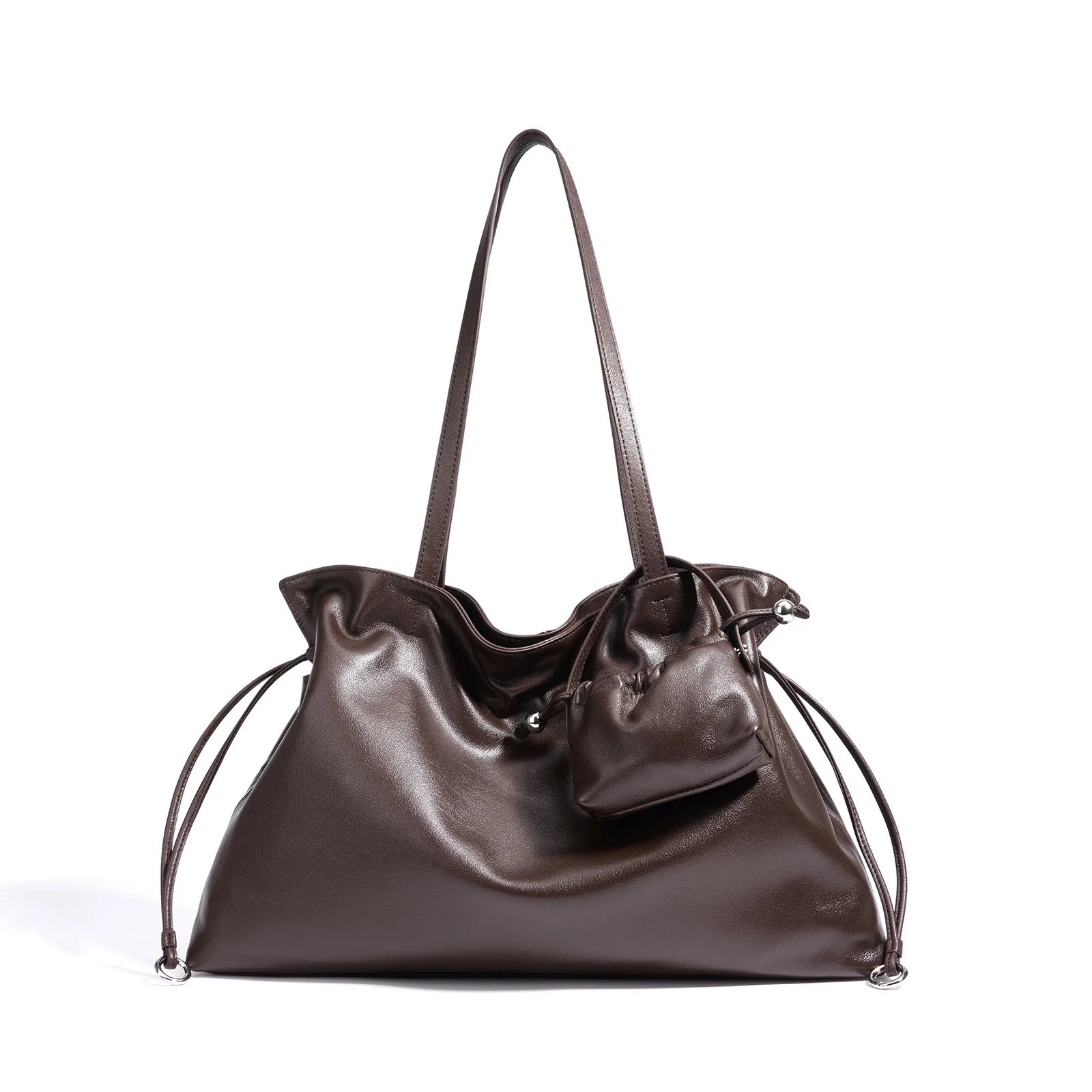 

Women's Premium Top-Grain Cowhide Tote Bag with Mini Coin Purse Large Capacity Daily Commuter Shoulder Handbag