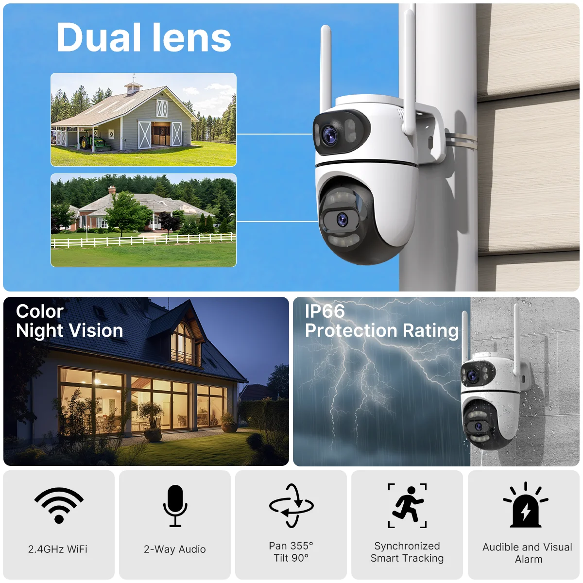 WONSDAR 2 قطعة كاميرا IP في الهواء الطلق المنزل الذكي الذكية للرؤية الليلية مراقب 2-way الصوت تصنيف حماية الأمن مراقبة iCsee