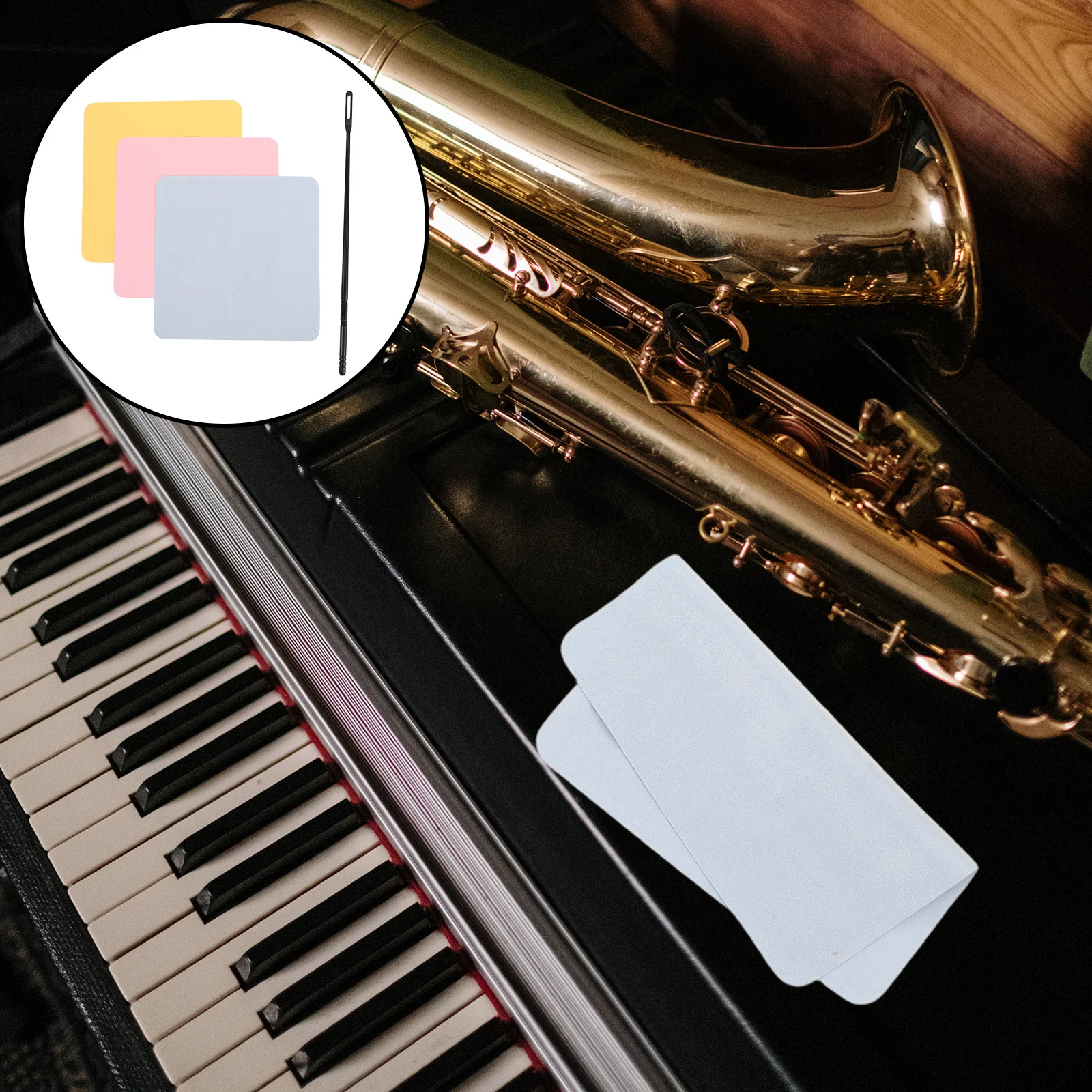 

1Set Saxophone Flute Cleaning Kit Thorough Clean Rods Gauze Durable Reusable Musical Instruments Accessories Care