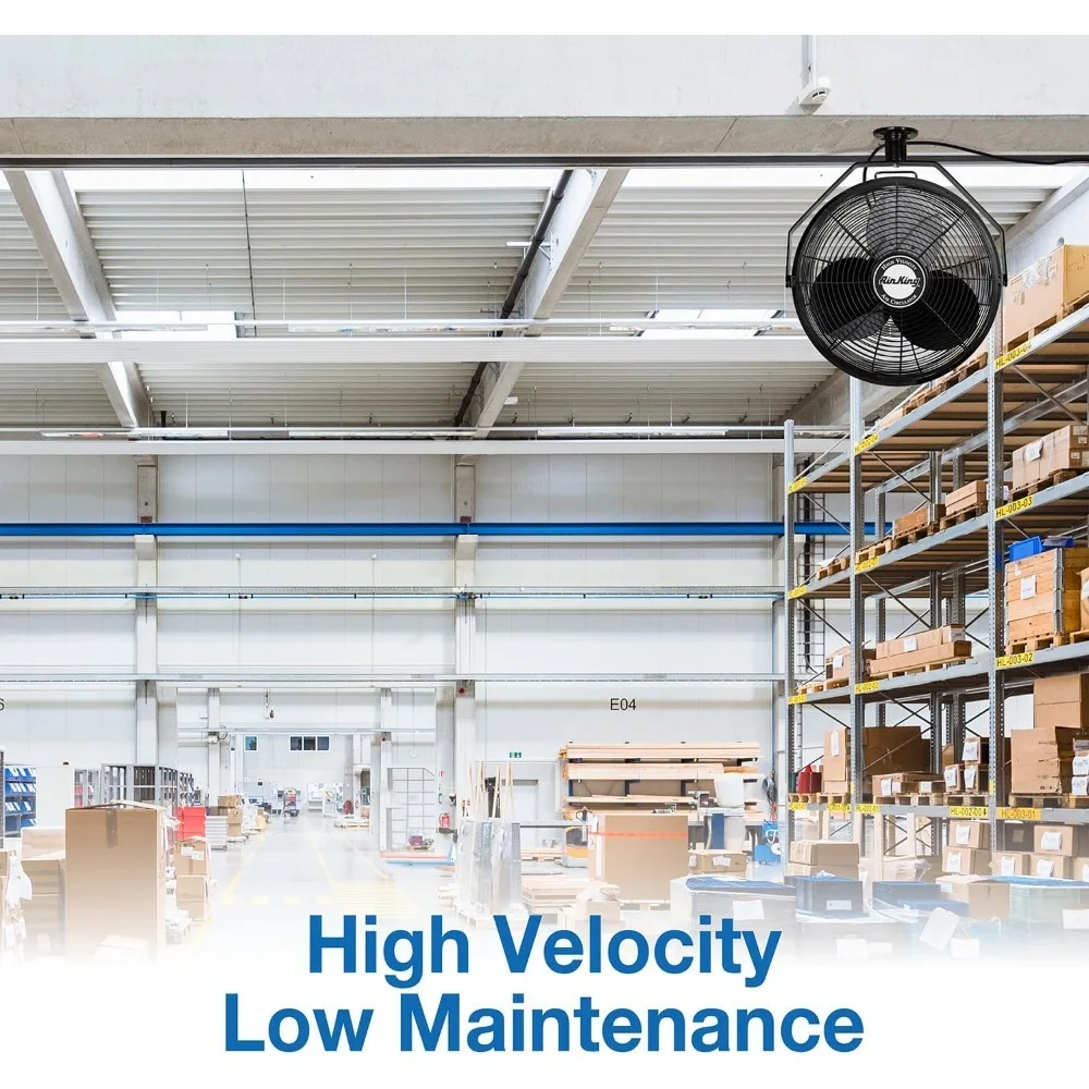 جودة عالية - مروحة تثبيت على السقف من الدرجة الصناعية مقاس 9718 مقاس 18 بوصة، مطورة بالكامل باللون الأسود #3