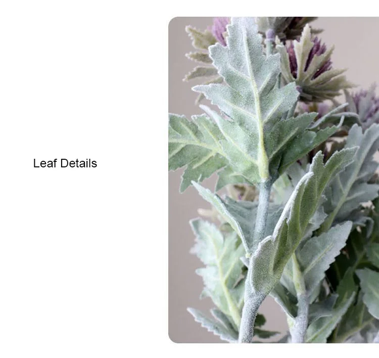 5 Stück beflockte 6-köpfige Eryngium-Wildfrucht-Andornblumen, künstliche Hochzeitsblumenarrangements, Zubehör für Blumensträuße, Heim- und Partydekoration – Detail 7