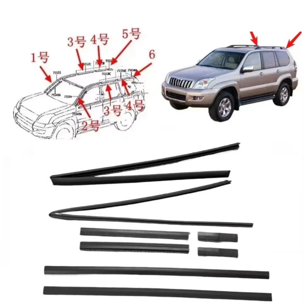 

8 Pcs Roof Sink Rubber for Lexus GX470 2003-2009 Weatherstrip Seal for Land Cruiser Prado 120 Roof Layering Seal 75553-60030