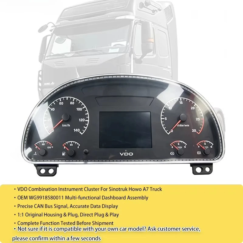24V Instrument Cluster Combination Meter WG9716580025 Dashboard Panel for  Heavy Truck Truck Parts