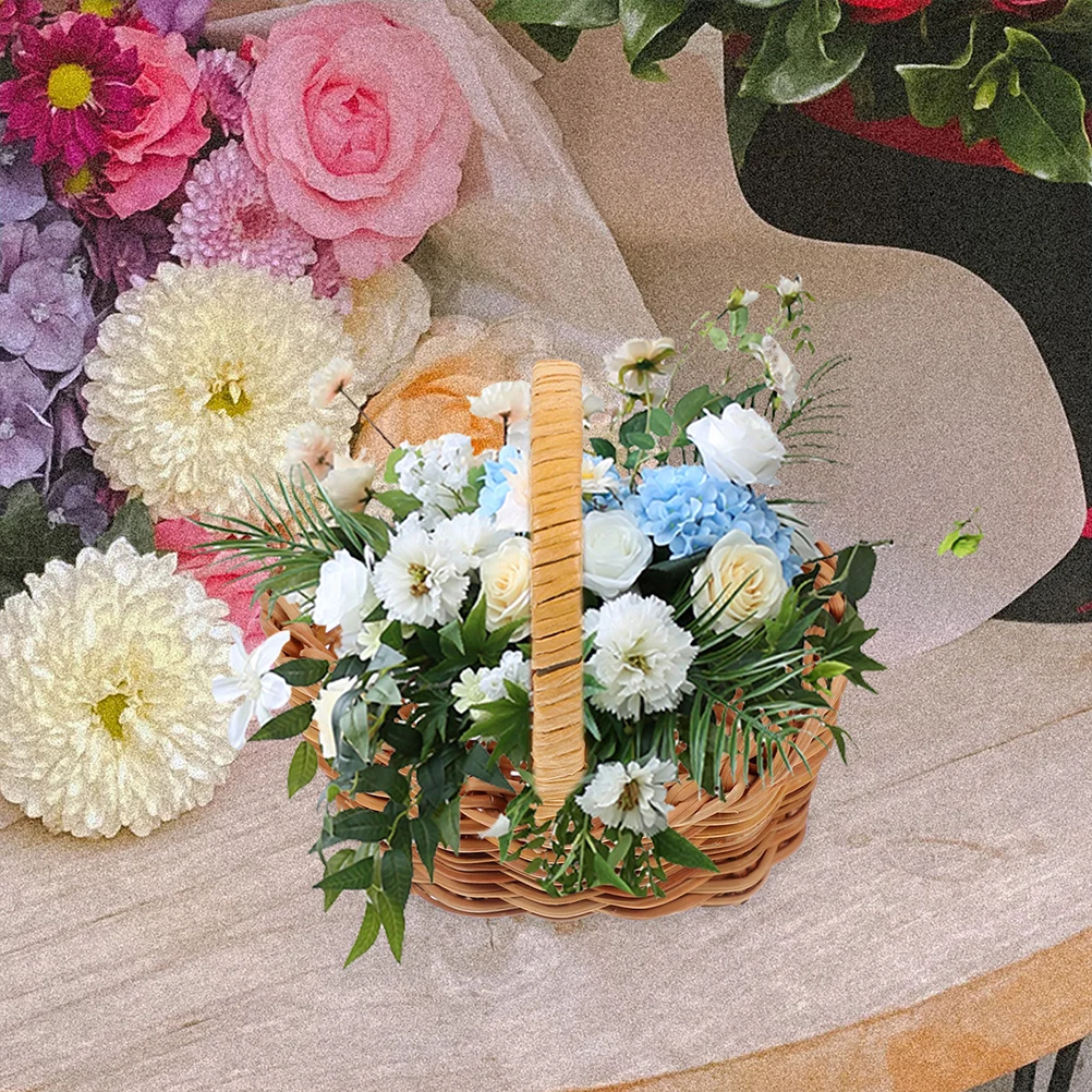 2 Pcs Model Rattan Flower Basket Child Small Hamper Baskets for Decor Toy Mini Favors