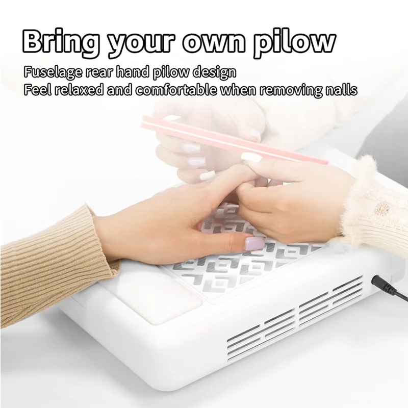 B58B-Hand Pillow Included Professional Nail Dust Collector For Acrylic Nails- Brushless Vacuum Cleaner With 2 Filters 5-Speed Tu