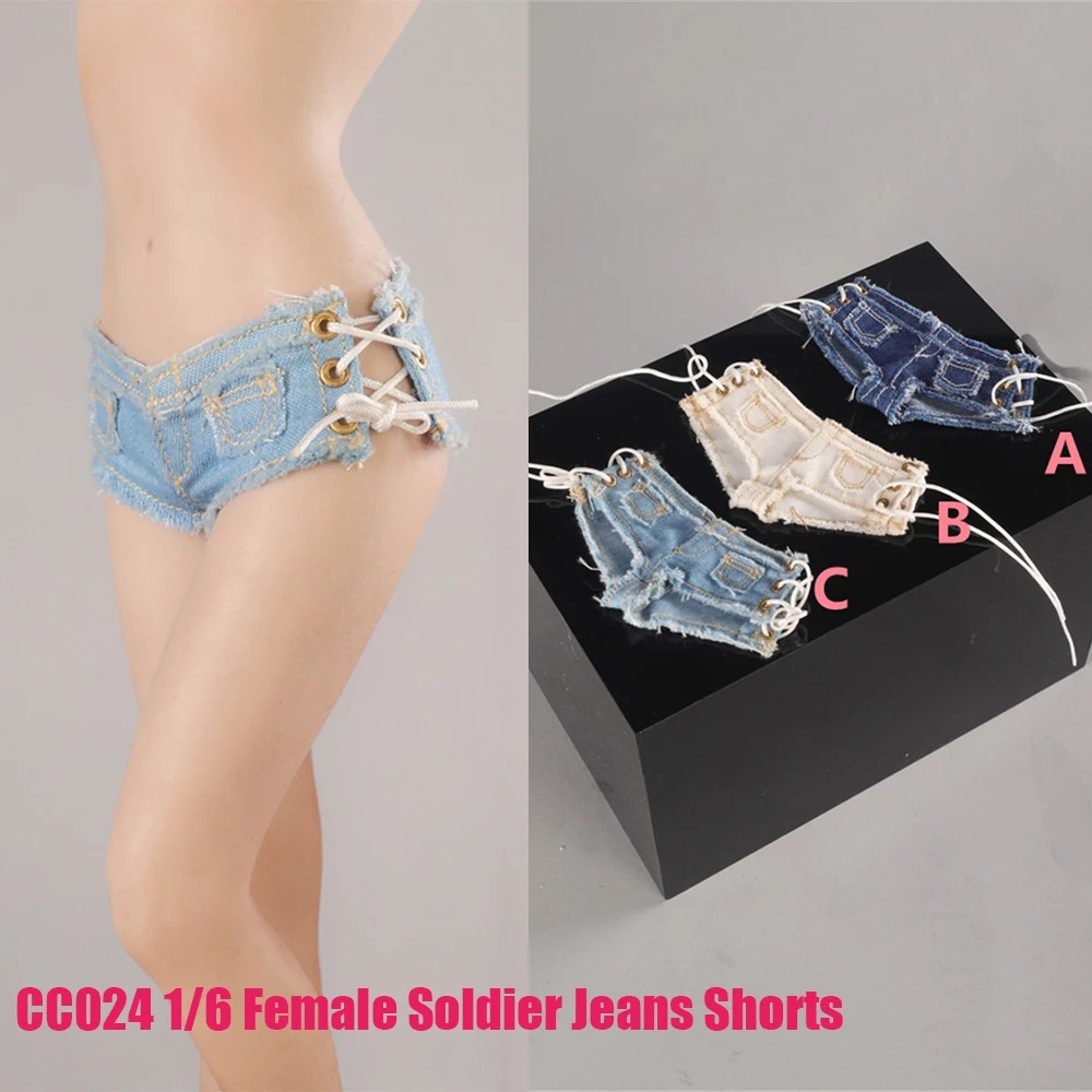 

CCTOYS CC024 1/6 Female Soldier Denim Jeans Shorts Side Strap Bandage Low Waist Shorts For 12Inch Tbl Ph Action Figure Body