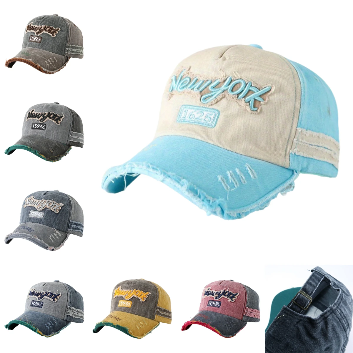 

Vintage Distressed Dad Cap Spring Autumn Unisex Casual Washed Denim Street Fashion Hip-hop Cap Letter Embroidery Baseball Cap