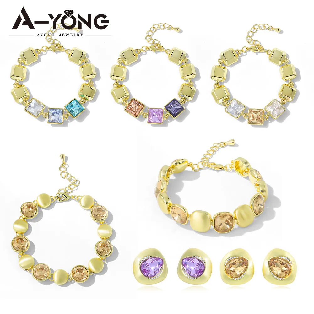 

Original Charm Colored Crystal Jewelry Bracelet Earrings High Quality Natural Stone Women Fine Jewelry for Party Gifts