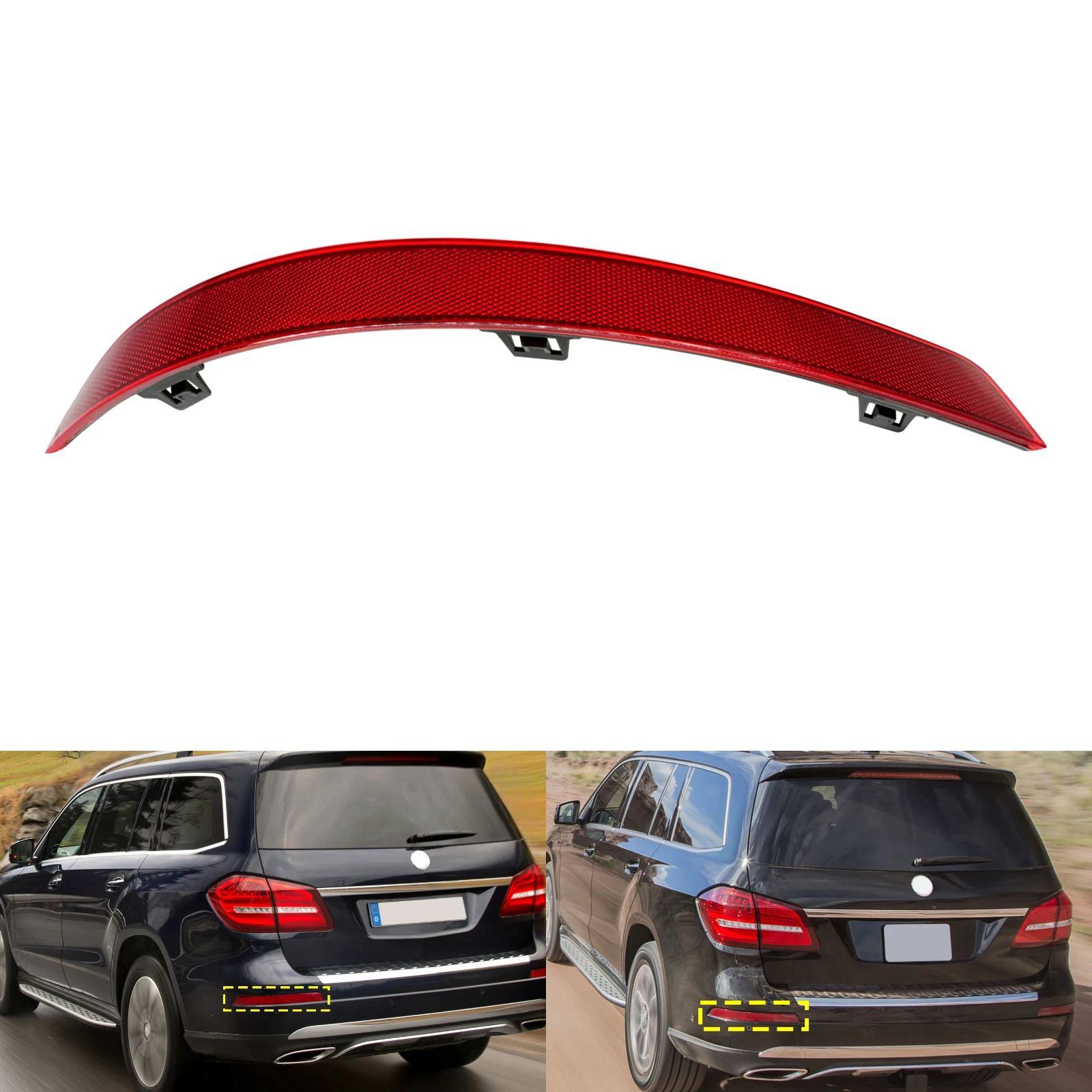 Left Rear Bumper Reflector Red Lens A1668200374 For Mercedes-Benz GL-Class X166 12-15, GLS X166 15-19