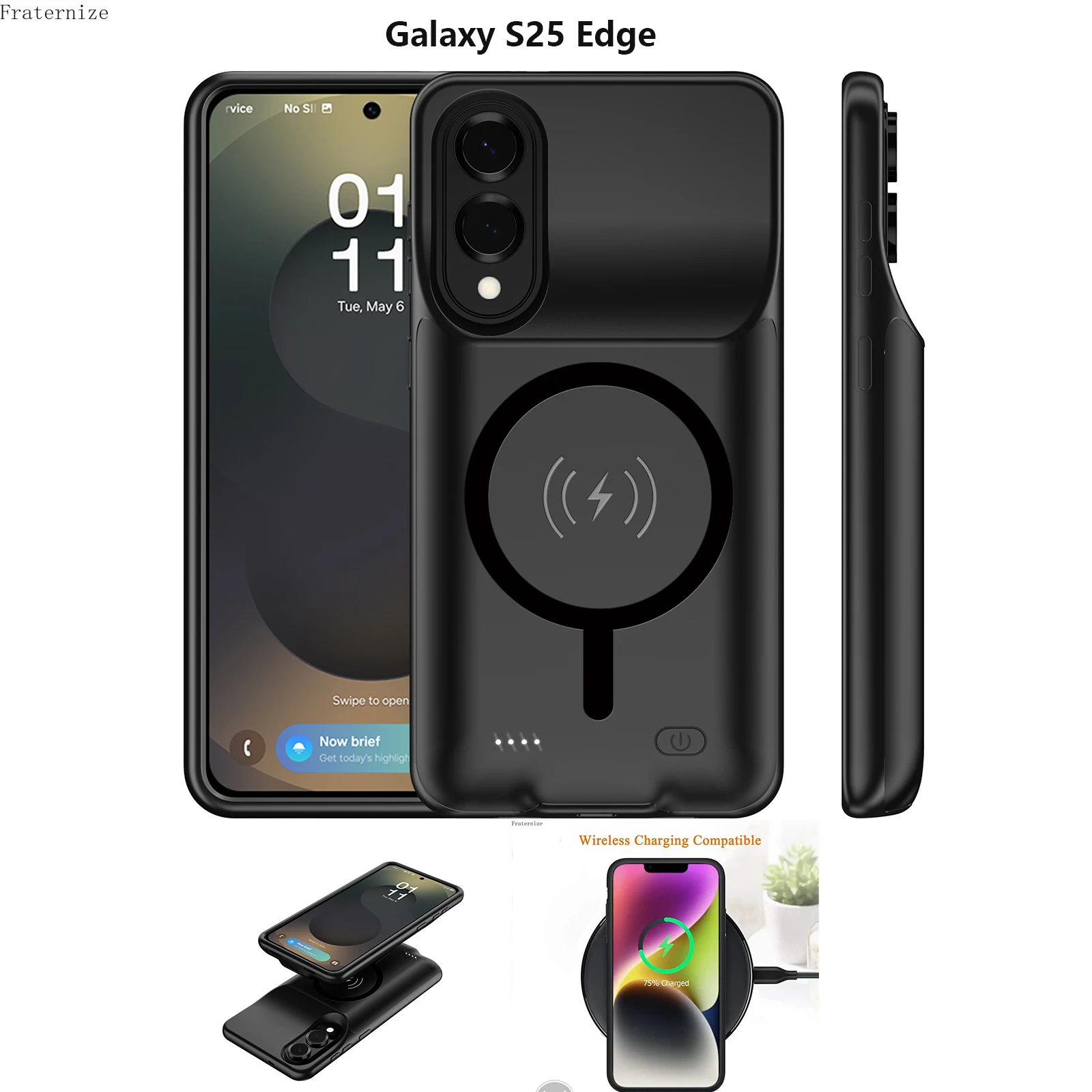 

Magnetic Wireless Battery Charger Case for Samsung Galaxy S25 edge Power Case For Magsafe Charging Cover Power Bank Battery Pack