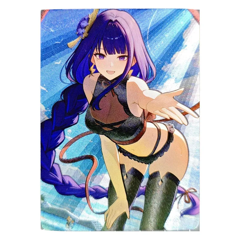 Anime Goddess Story DIY ACG Raiden Shogun Yae Miko Hu Tao Laser Tabletop Games Collectible Cards Toys for boys Birthday Gift