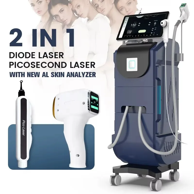 Diode Laser Hair Removal Machine and Pico Laser 2 in 1 Nd Yag Tatto Removal Hair Removal 755nm 1064nm 808nm Diode Laser Device