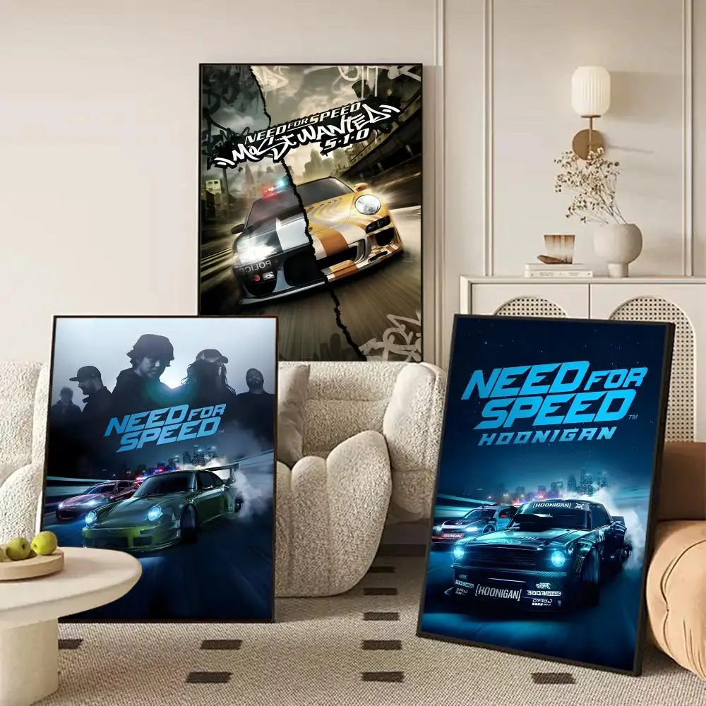 N-Need for S-Speed Racing Game Poster Waterproof Self-Stick Wall Art Stickers, Removable Wall Decor for Living Room and Bedroom