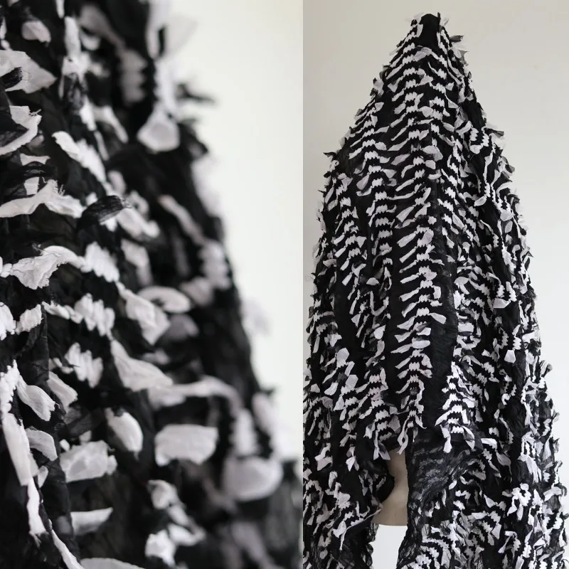 

Chiffon Tassel Pleated Elasticity Fabric for Soft Comfortable Dress Set Design Drape Diy Sewing Material Cloth Wholesale