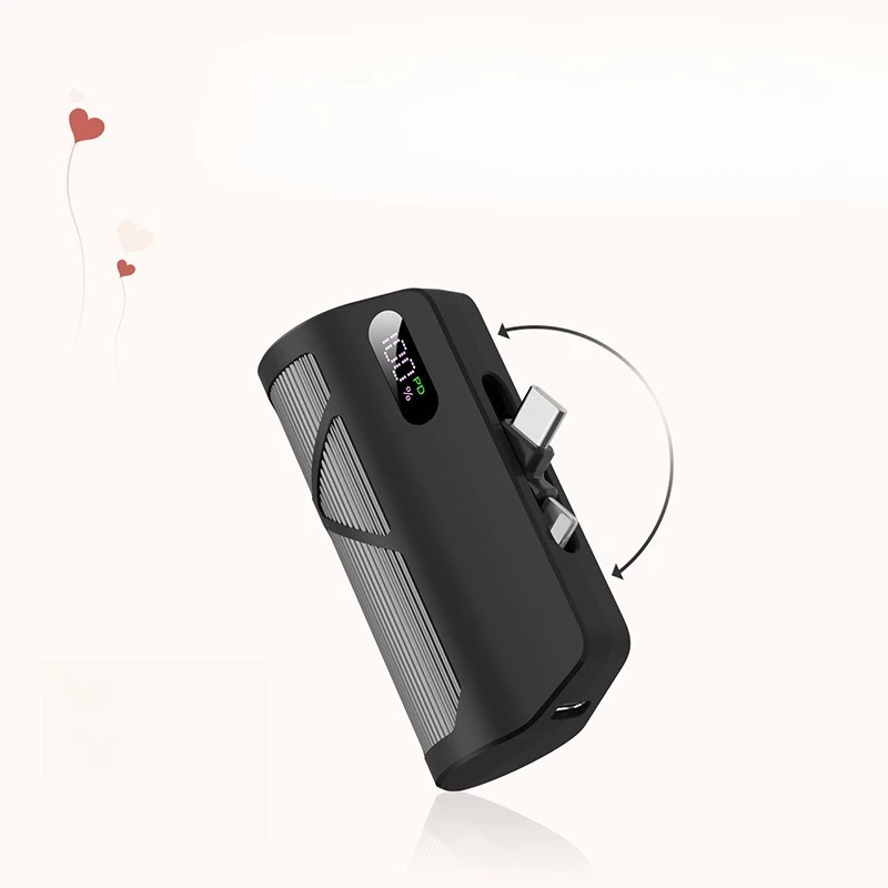 PD20W 5000mAh Capsule Power Bank Rotating Powe Digital Display Portable and Compact For TYPE-C and Apple Devices