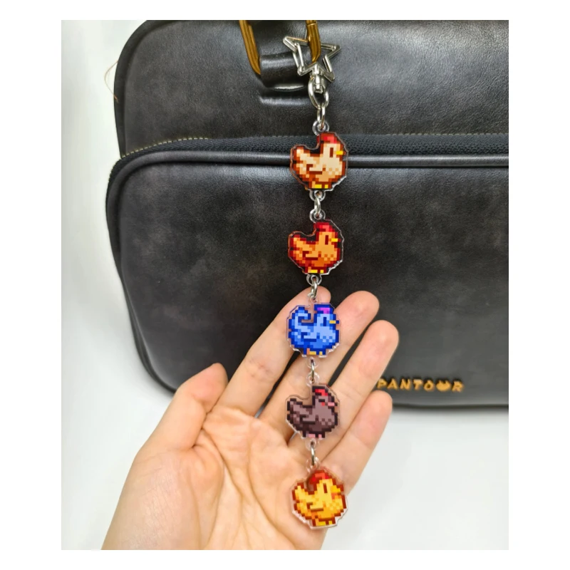 Anime Game Merchandise Acrylic Decorative Long Pendant Keychain Creative Anime Acrylic Long Keychain for Stardew Valley