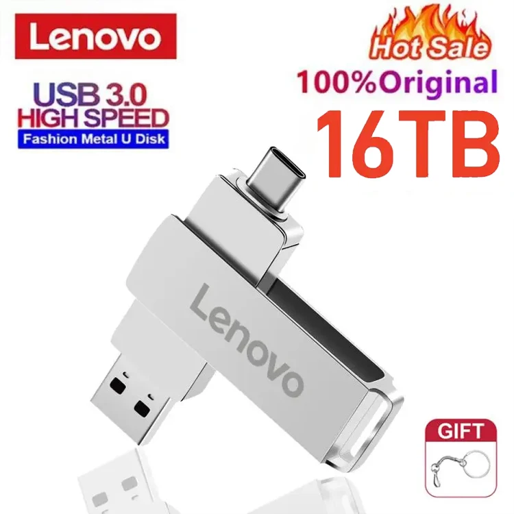 Lenovo 16TB USB 3.0 Flash Drives High Speed Transfer Metal Pendrive Memory Card Pendrive Flash Disk Memoria Waterproof 2024 New