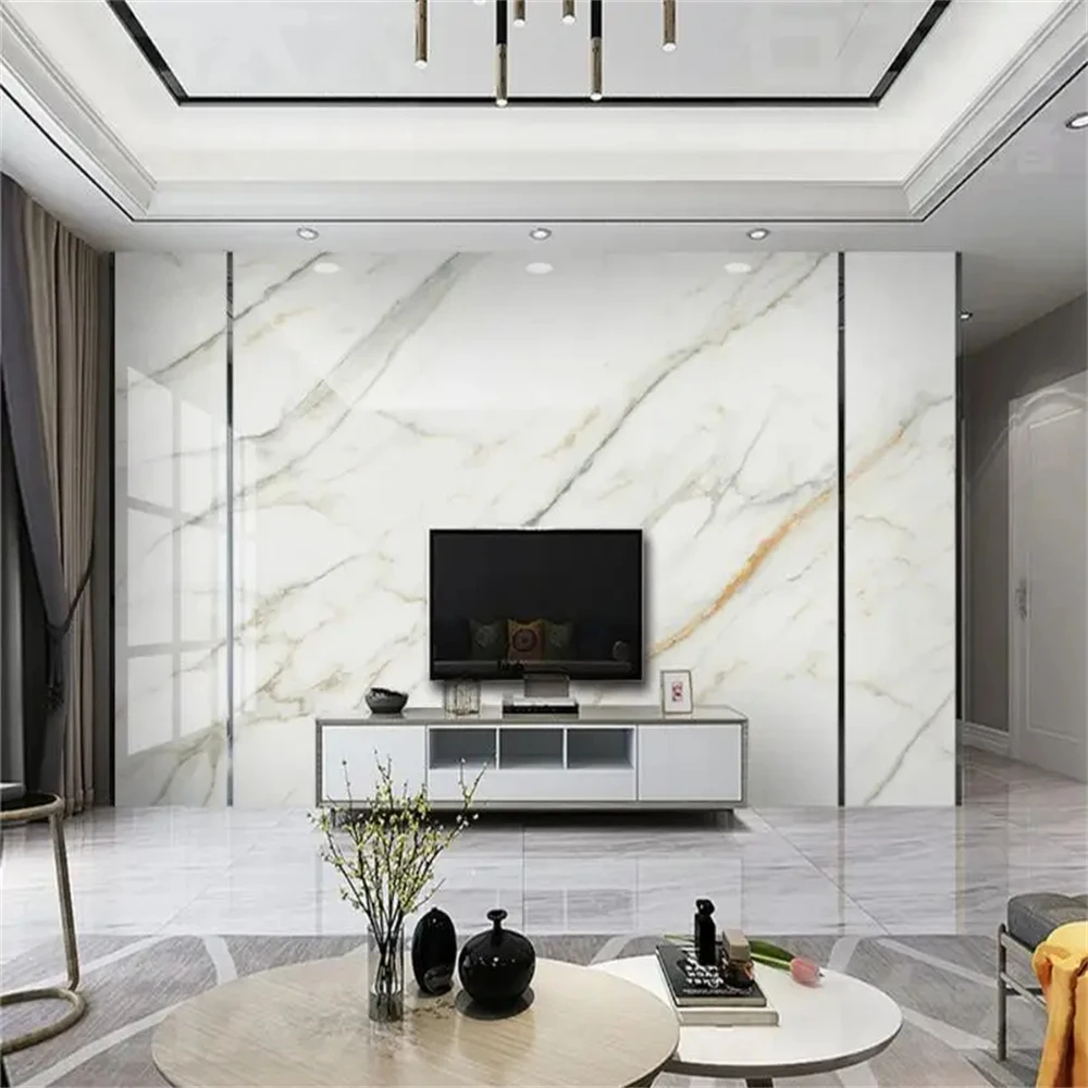 Custom photo mural wallpaper Modern Marble Jazz White Marble wallpapers for living room TV Background Wall Painting Stickers