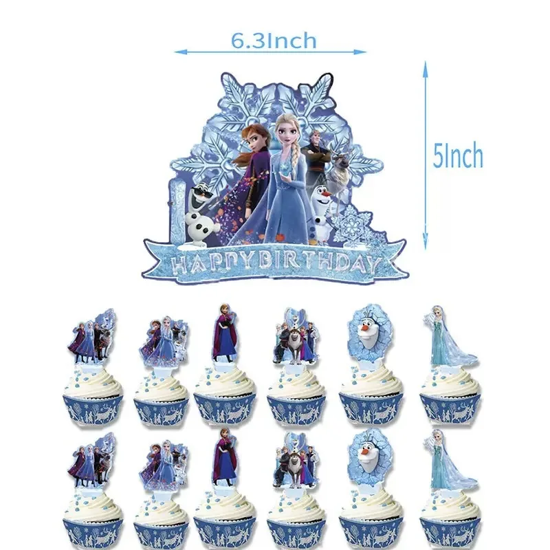 Neue Frozen Cartoon Party Dekorationen Elsa Anna Prinzessin Banner Luftballons Kuchen Topper