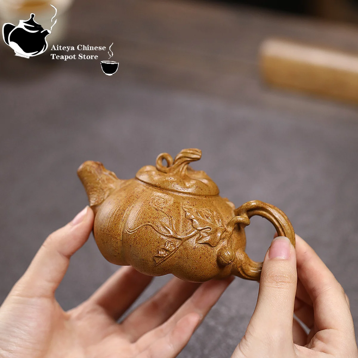 

Yixing purple clay teapot original ore section mud wood fired pumpkin teapot Kung Fu tea set Chinese teapot small capacity 130ml