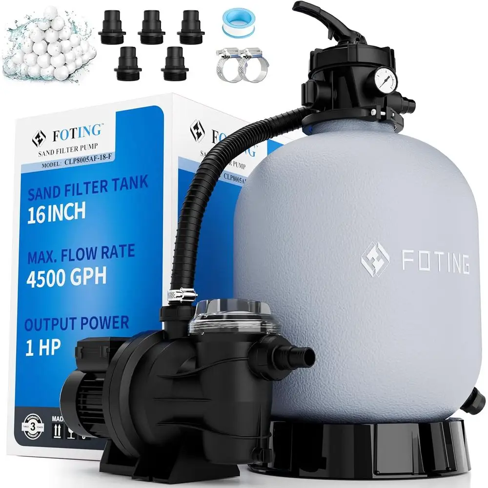 

24H Timer Above Ground Pool Pump with 7-Way Sand Filter and Efficient Circulation