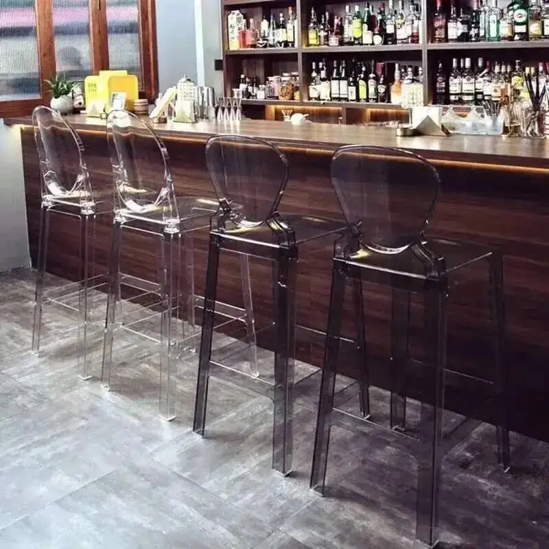 Chair Chairs High Outdoor Bar Bar Acrylic Nordic Ghost Stools Transparent Simple Creative Backrest Front Desk High Chair New view 5