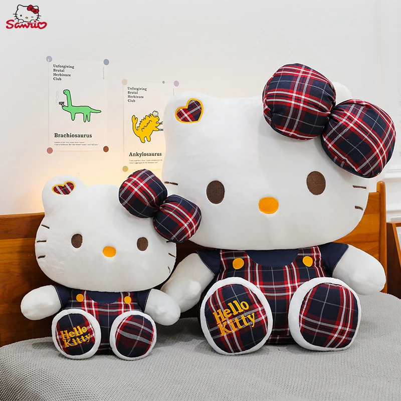 

Милая кукла Hello Kitty в студенческом стиле, плюшевые игрушки Sanrio, новый бант Kt Cat, плюшевая кукла, подушка, декоративные украшения, праздничные подарки