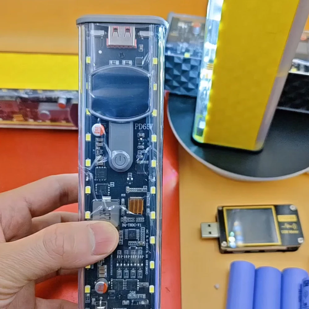 

Корпус для повербанка DIY 18650 с быстрой зарядкой PD 65W, регулируемым напряжением, прозрачный, для электроники