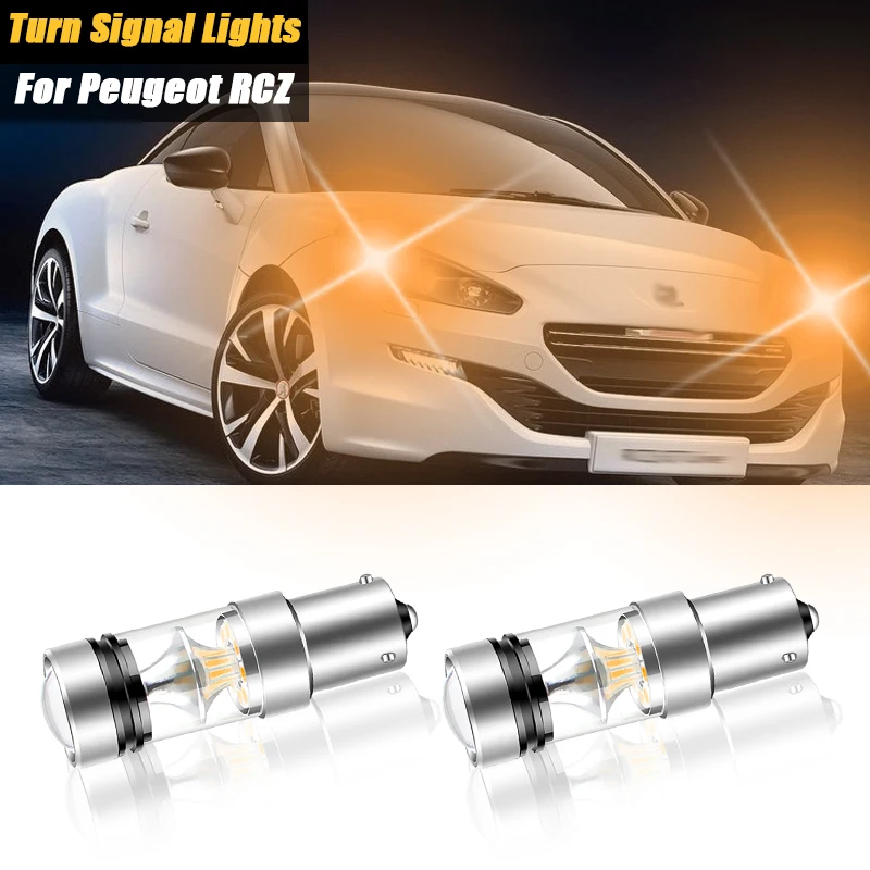 2pcs 12/24V Canbu BAU15S PY21W LED Turn Signal Lights Lamp For Peugeot RCZ 2010 2011 2012 2013 2014 2015 Accessories