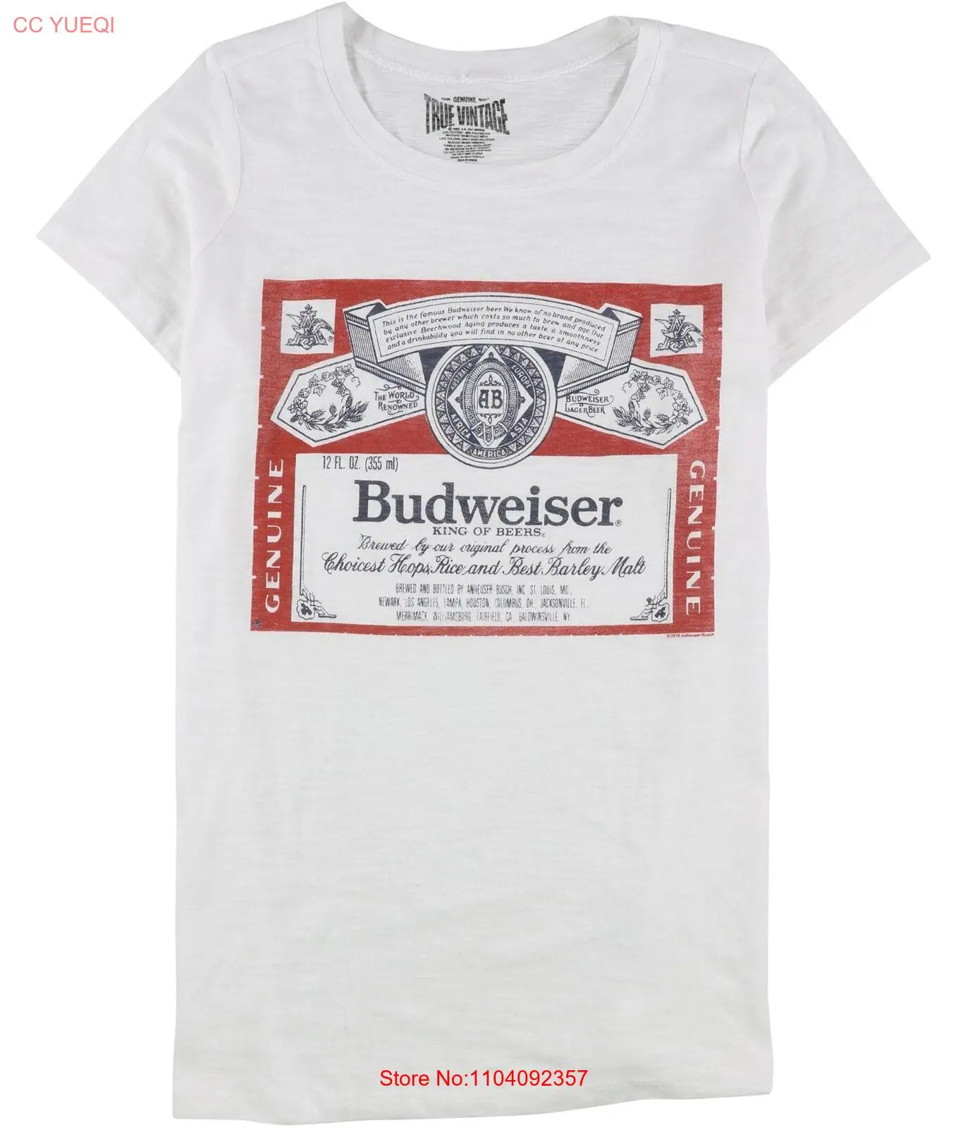 Винтажная женская футболка с логотипом Budweiser True, белая, M/L (00)