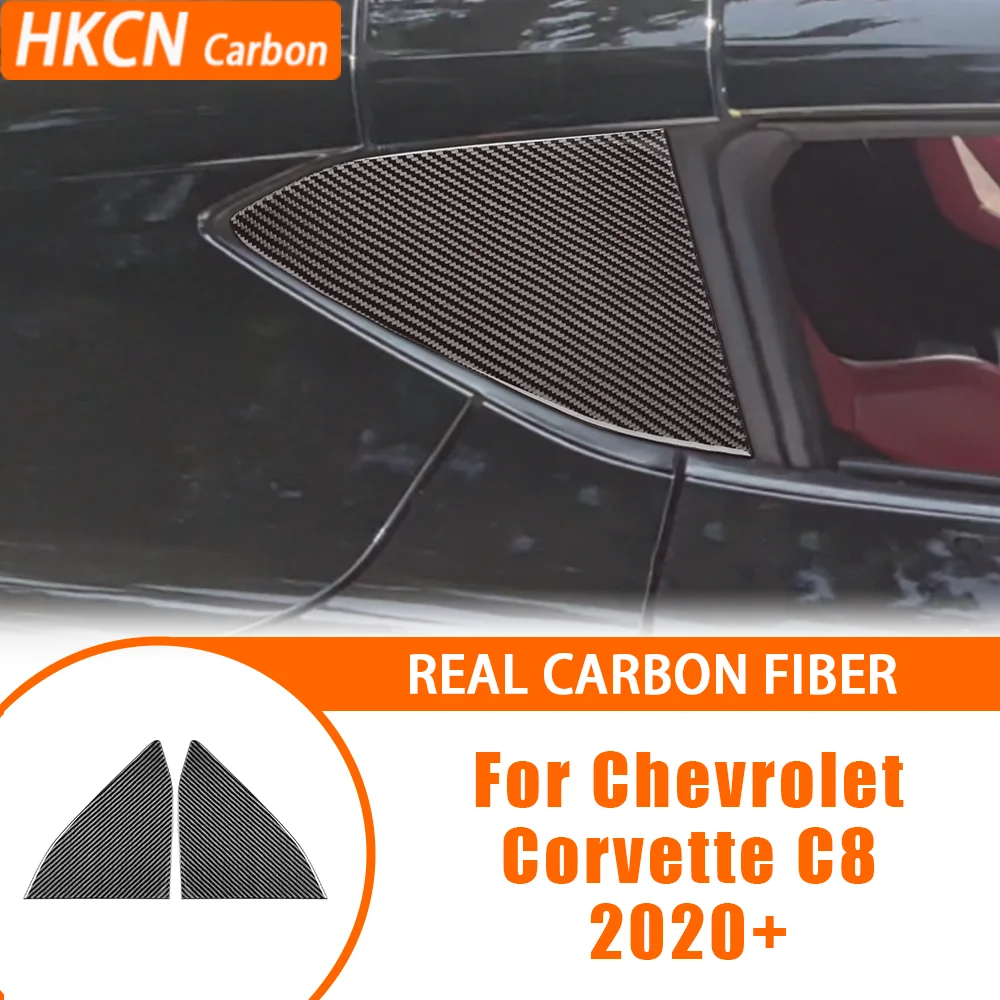 

Carbon Fiber Car Accessories Rear Window Trangle Panel Interior Cover Tirm Modified Sticker For Chevrolet Corvette C8 2020+