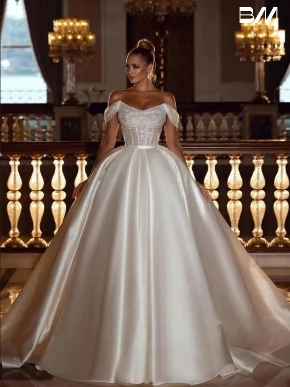 

Роскошное бальное платье, свадебные платья, скромное атласное свадебное платье с блестками, элегантные платья до пола для невесты, платья для невесты