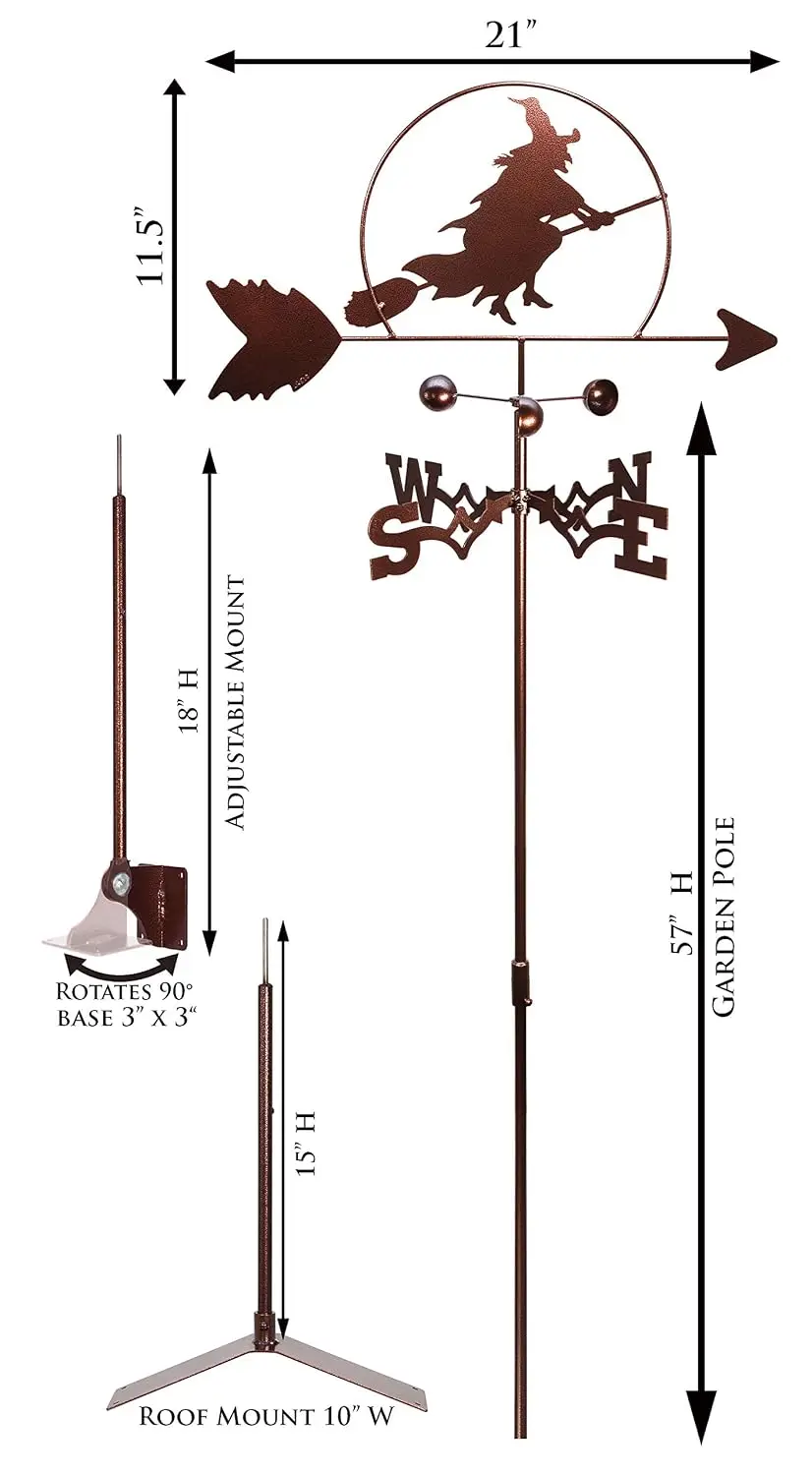 Witch Halloween Weathervane (Roof Mount Included), Customized