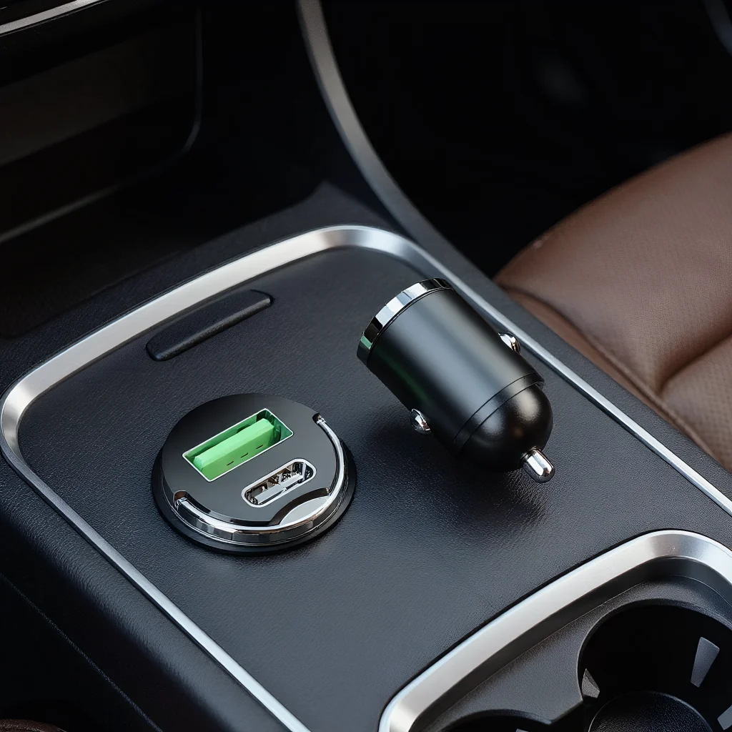 

Автомобильное зарядное устройство Nuokaiqi Pull Ring — мини-зарядное устройство PD USB с быстрой зарядкой и скрытой вспышкой для мобильных телефонов