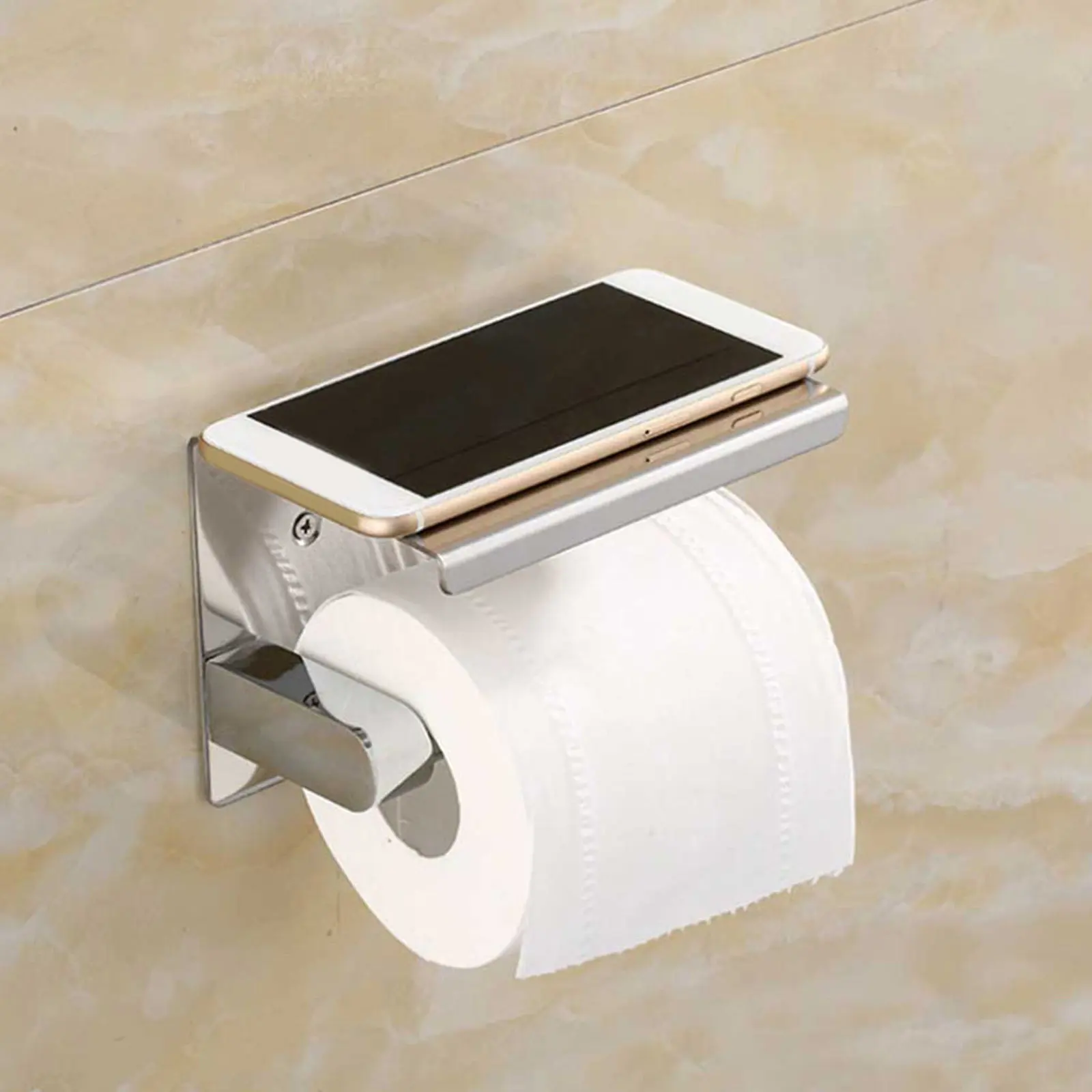 

Multi Functional Stainless Steel Paper Holder Easy Install Wall Mounted Tissue Dispenser Organiser for Home Apartment Bathroom