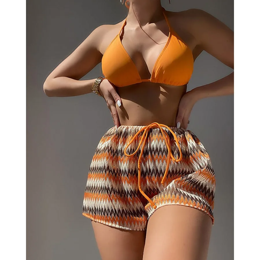 HOT2026 new sexy European and American   bikini split swimsuit women's lace swimsuit bikini three-piece swimsuit
